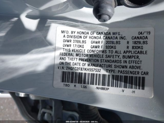 2HGFC2F87KH557532 Honda k20c2