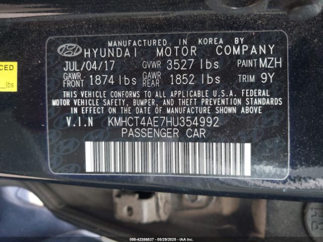 KMHCT4AE7HU354992 Hyundai ACCENT SE