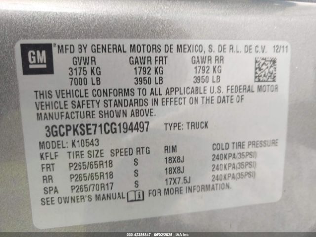 2012 CHEVROLET SILVERADO 1500 3GCPKSE71CG194497 Photo 8