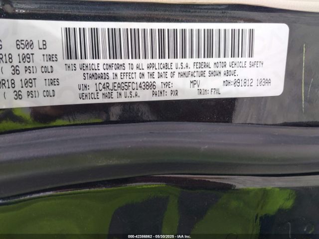 1C4RJEAG5FC143806 Jeep Grand Cherokee Laredo