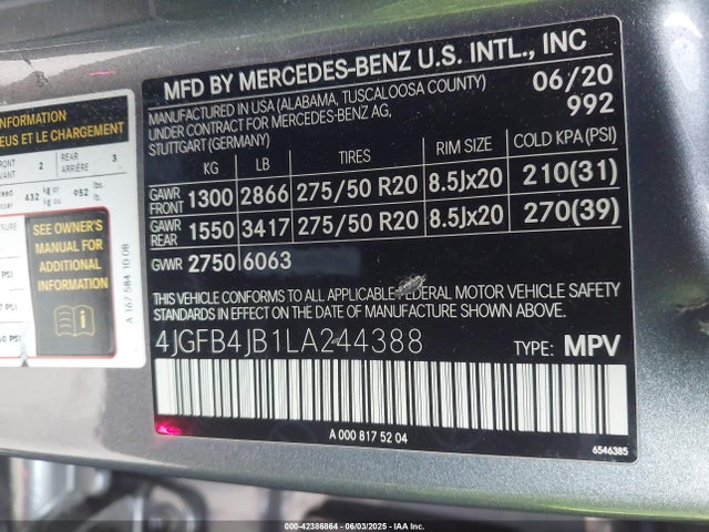 4JGFB4JB1LA244388 Mercedes-Benz m264