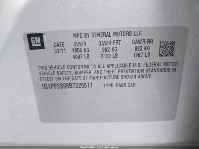 2011 CHEVROLET CRUZE 1G1PF5S98B7225517 Photo 8