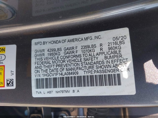 1HGCV1F14LA084909 Honda l15be