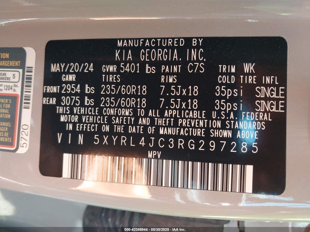 5XYRL4JC3RG297285 KIA gdi theta-iii