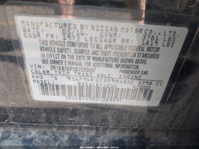3N1AB7AP0GY289497 Nissan 2016