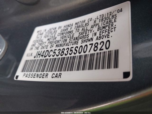 2005 ACURA RSX JH4DC53835S007820 Photo 8