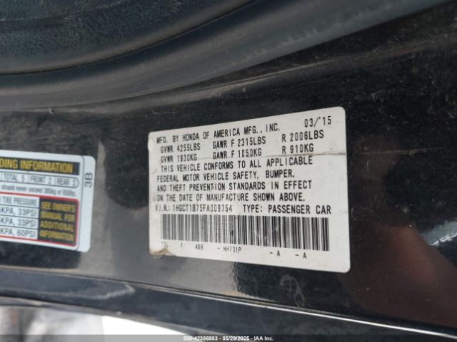 1HGCT1B75FA009754 Honda ACCORD EX