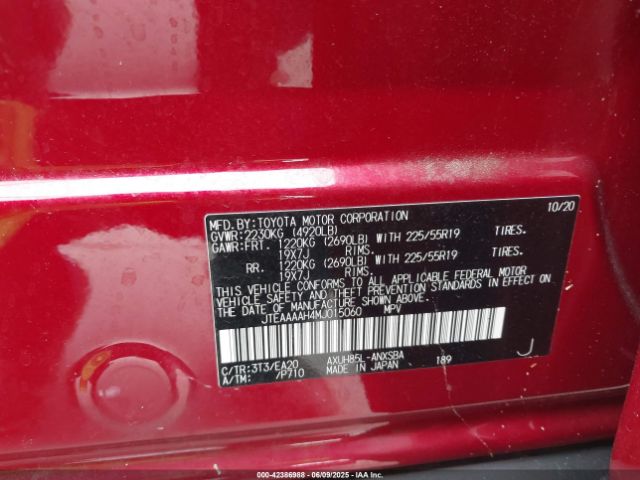 2021 TOYOTA VENZA JTEAAAAH4MJ015060 Photo 8