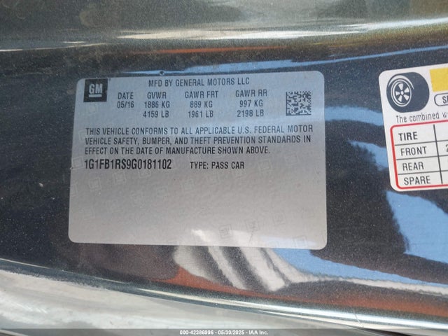 1G1FB1RS9G0181102 Chevrolet lgx - di: direct injection, vvt, alum, gen 2