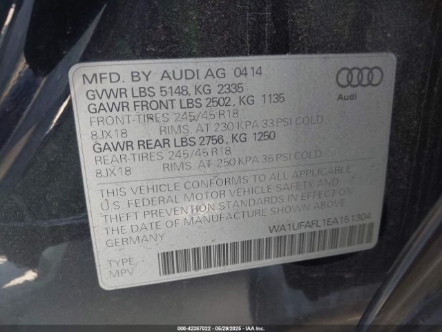 WA1UFAFL1EA151304 Audi Allroad 2.0t Premium