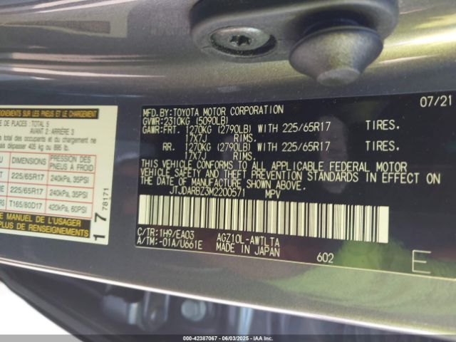 JTJDARBZ3M2200571 Lexus 8ar-fts