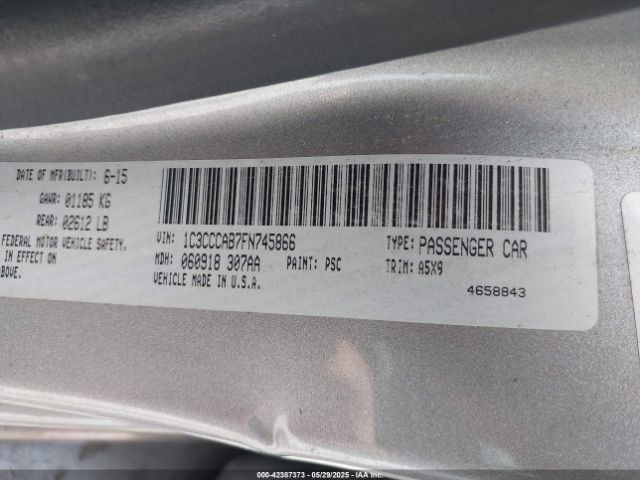 2015 CHRYSLER 200 1C3CCCAB7FN745866 Photo 8