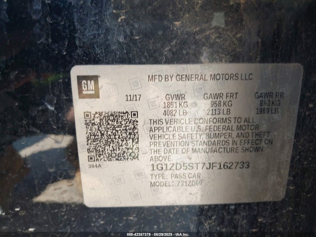1G1ZD5ST7JF162733 Chevrolet MALIBU LT