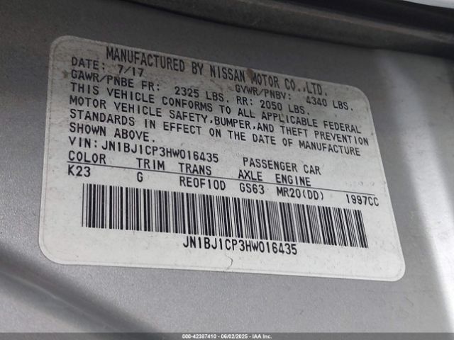 JN1BJ1CP3HW016435 Nissan Rogue Sport Sv