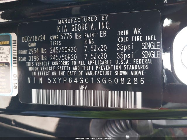 5XYP64GC1SG608286 KIA gdi lambda ii