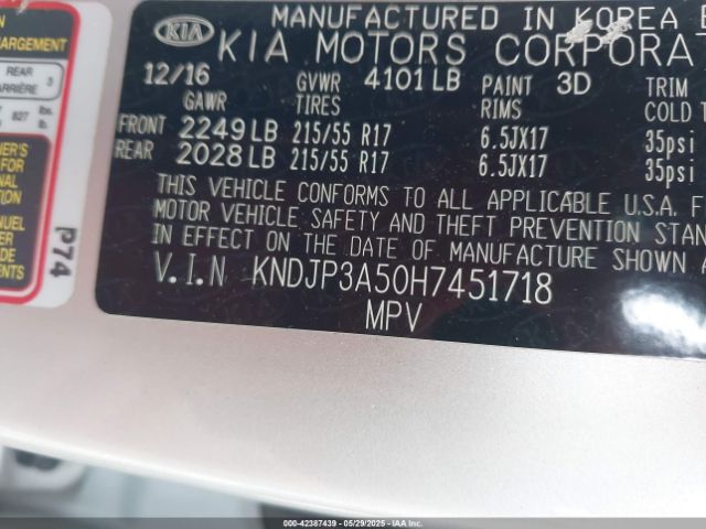 KNDJP3A50H7451718 KIA SOUL +
