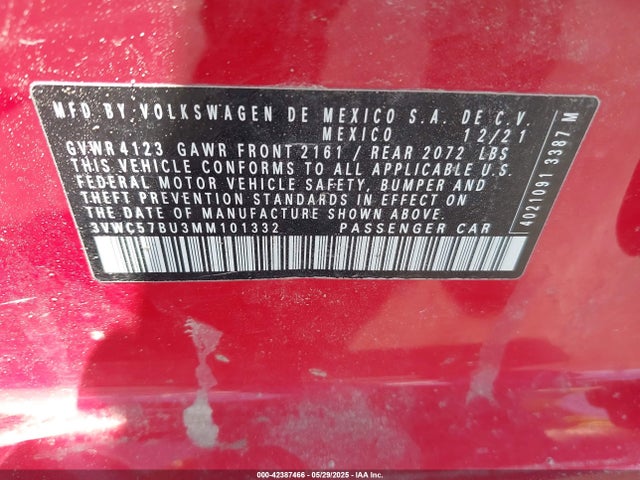 3VWC57BU3MM101332 Volkswagen tsi