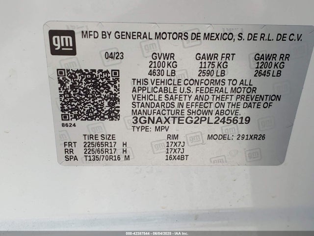 Chevrolet Equinox Awd 2fl 2023 3GNAXTEG2PL245619 Image 9
