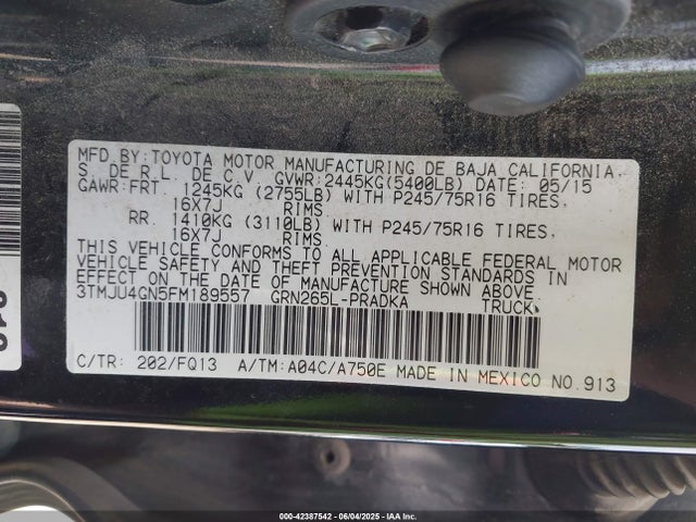 3TMJU4GN5FM189557 Toyota Tacoma Prerunner V6