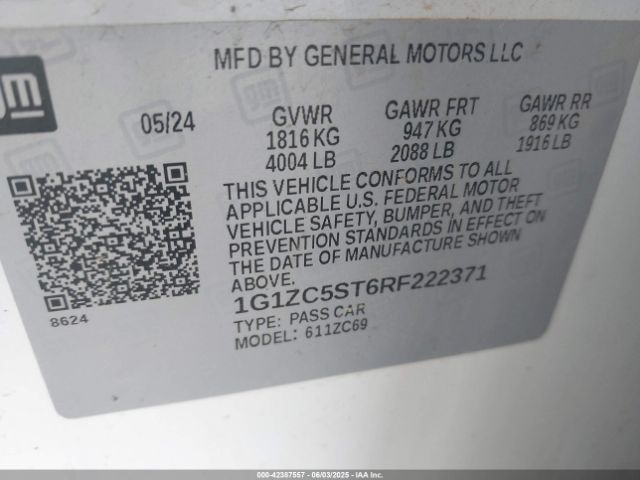 1G1ZC5ST6RF222371 Chevrolet Malibu Fwd 1fl
