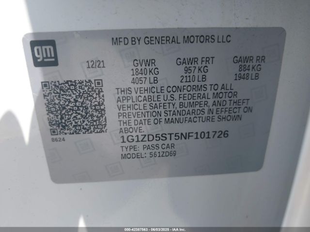 1G1ZD5ST5NF101726 Chevrolet Malibu Fwd Lt