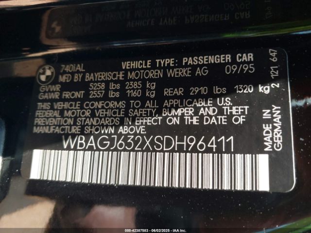 1995 BMW 740 WBAGJ632XSDH96411 Photo 8