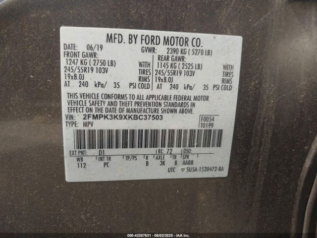 2019 FORD EDGE 2FMPK3K9XKBC37503 Photo 8