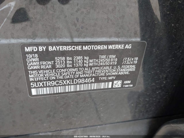 5UXTR9C5XKLD98464 BMW X3