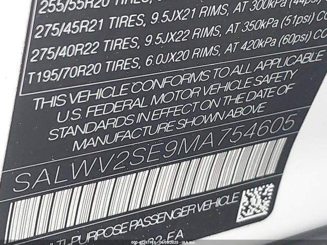 SALWV2SE9MA754605 Land Rover aj133 s/c