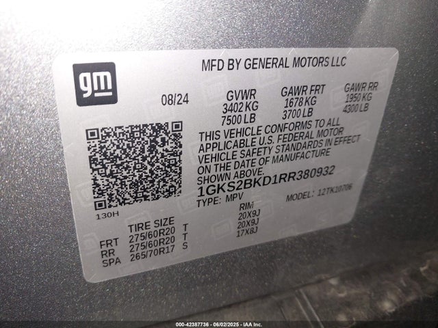 1GKS2BKD1RR380932 GMC l84
