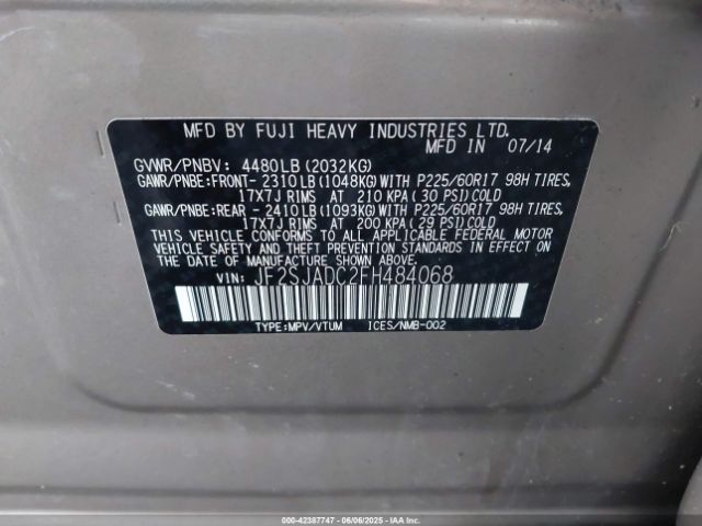 JF2SJADC2FH484068 Subaru Forester 2.5i Premium