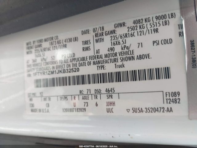 2018 FORD TRANSIT-250 1FTYR1ZM1JKB32520 Photo 8
