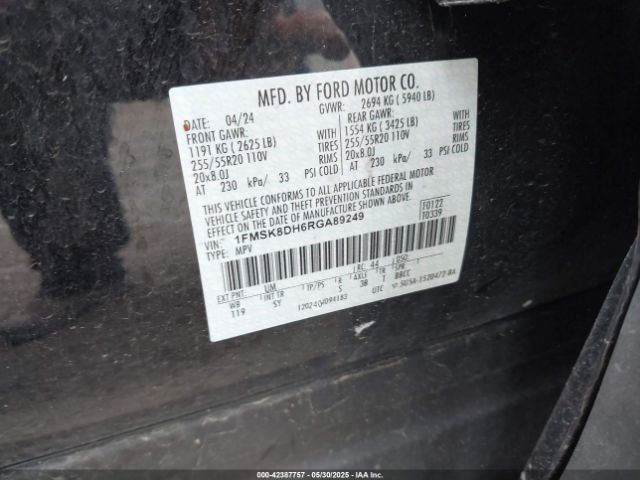 2024 FORD EXPLORER 1FMSK8DH6RGA89249 Photo 8