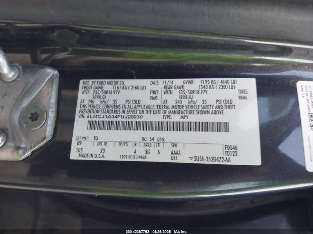 5LMCJ1A94FUJ28930 Lincoln MKC