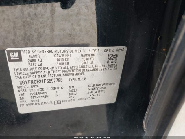 3GYFNCE31FS597798 Cadillac Srx Performance Collection