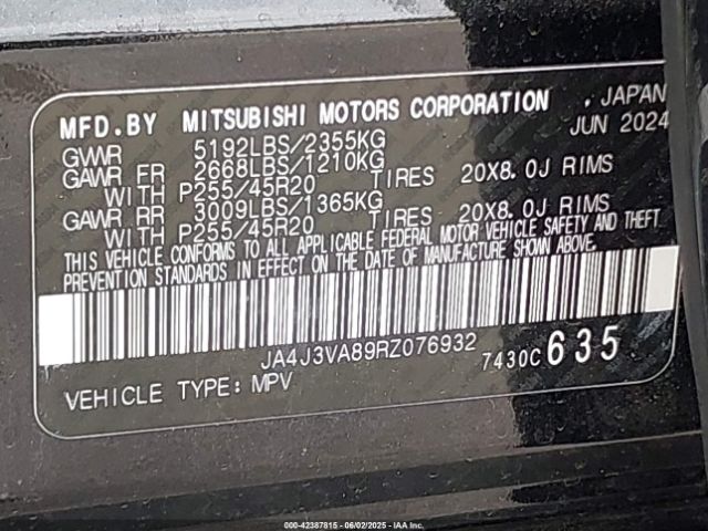 2024 MITSUBISHI OUTLANDER JA4J3VA89RZ076932 Photo 8