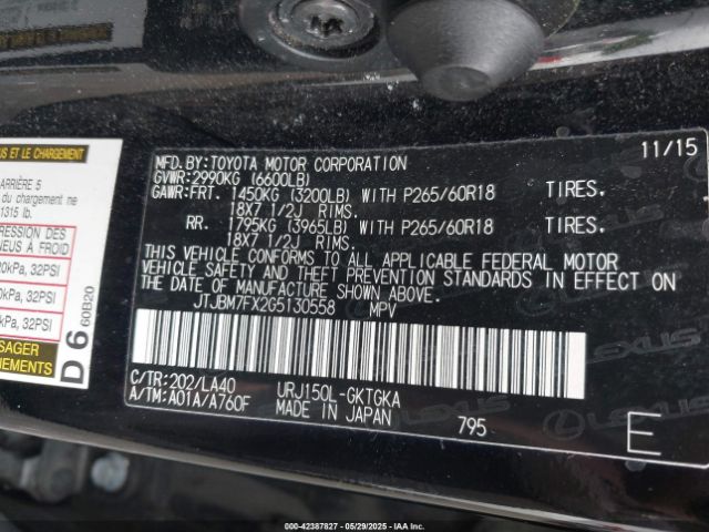 JTJBM7FX2G5130558 Lexus GX 460