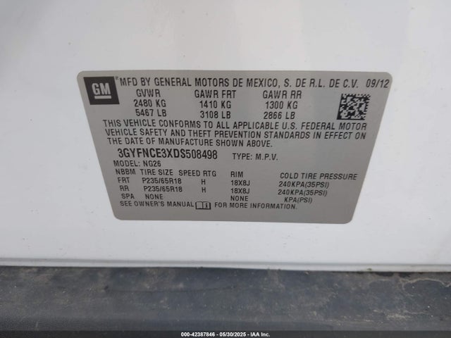 2013 CADILLAC SRX 3GYFNCE3XDS508498 Photo 8