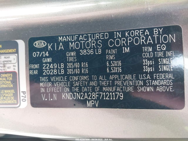 KIA dohc gdi gamma 2015 KNDJN2A28F7121179 Image 9