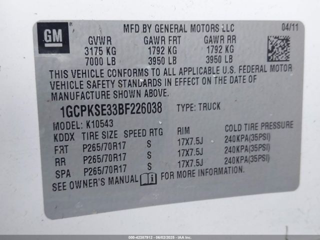 2011 CHEVROLET SILVERADO 1500 1GCPKSE33BF226038 Photo 8