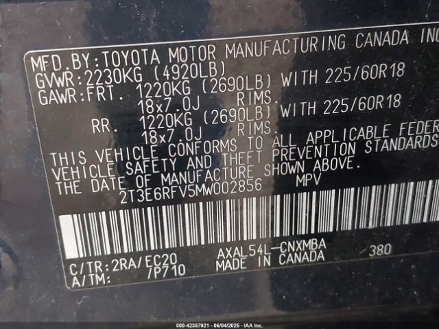 2021 TOYOTA RAV4 HYBRID 2T3E6RFV5MW002856 Photo 8