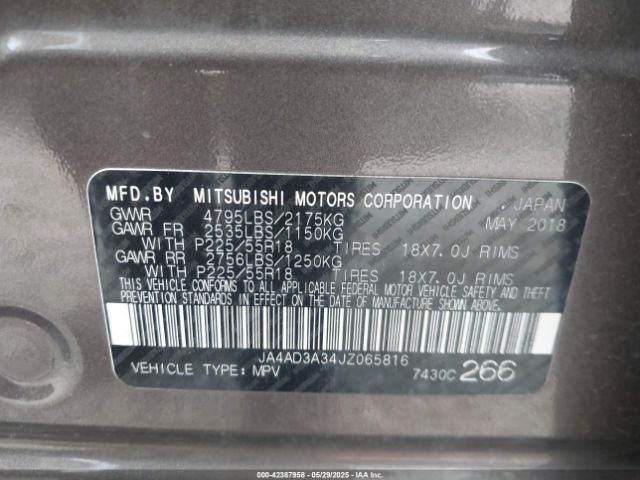 2018 MITSUBISHI OUTLANDER JA4AD3A34JZ065816 Photo 8
