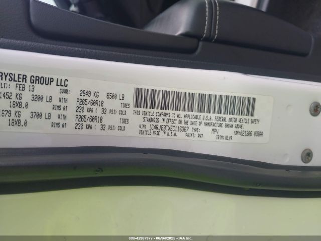 1C4RJEBTXEC116367 Jeep Grand Cherokee Limited