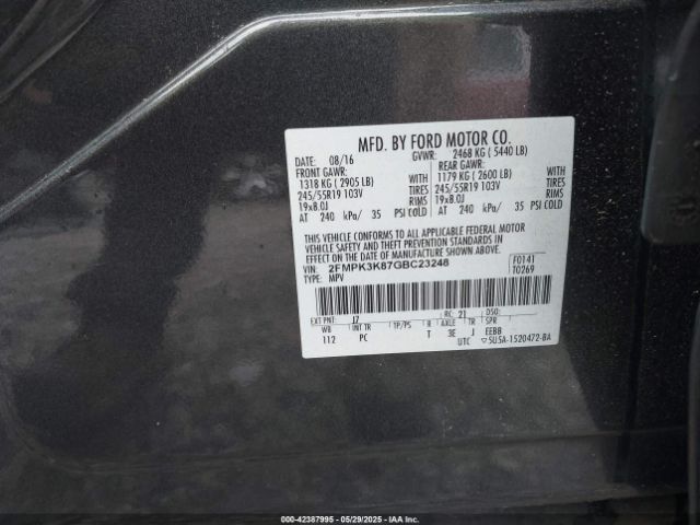 2FMPK3K87GBC23248 Ford Edge Titanium