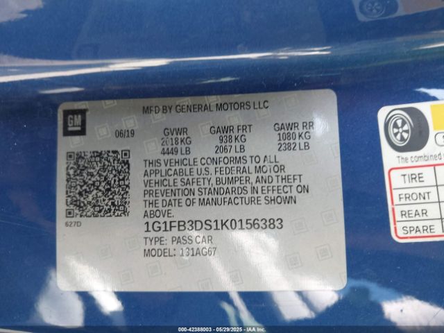 2019 CHEVROLET CAMARO 1G1FB3DS1K0156383 Photo 8