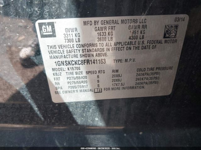 1GNSKCKC8FR141163 Chevrolet Tahoe Ltz