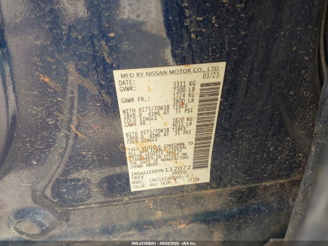 Nissan Titan Pro-4x 4x4 2023 1N6AA1ED6PN112072 Image 9