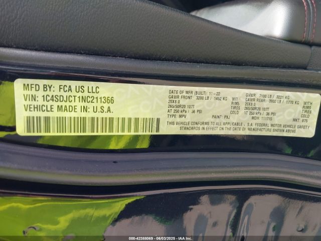 2022 DODGE DURANGO 1C4SDJCT1NC211366 Photo 8