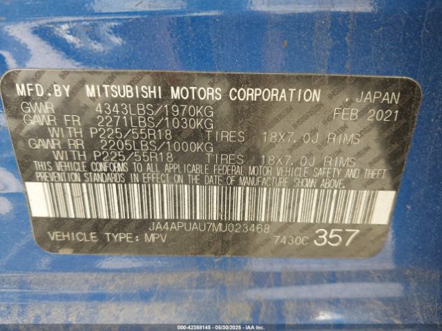 2021 MITSUBISHI OUTLANDER SPORT JA4APUAU7MU023468 Photo 8