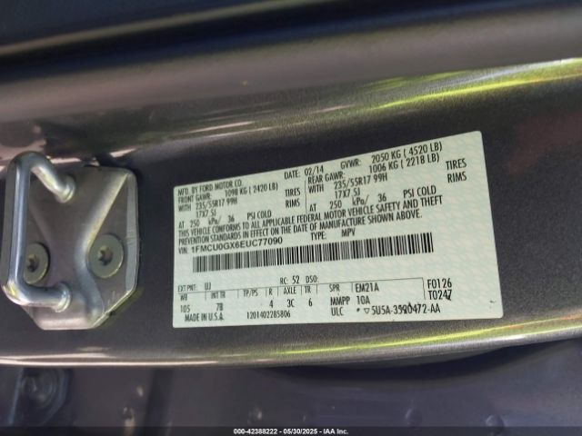 1FMCU0GX6EUC77090 Ford ESCAPE SE